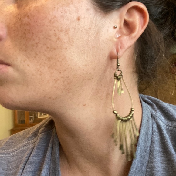 Vintage gold bohemian earrings - Picture 9 of 12